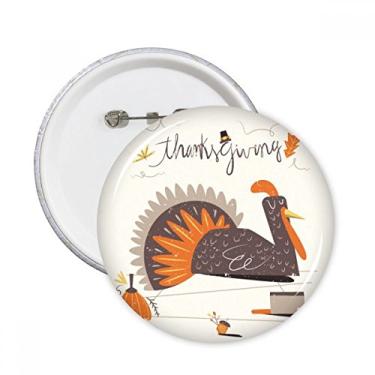Imagem de Dia de Ação de Graças Padrão de Peru Abstrato Pinos Redondos Emblema Botão Decoração 5 peças
