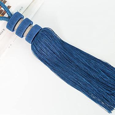 Imagem de Laços de cortina de borla para pendurar bola pires cortina de bola para pendurar bola para amarrar acessórios de cortina porta-cortinas, azul safira, 2 peças
