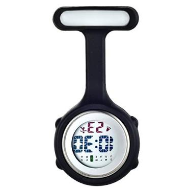 Imagem de 1-3 peças relógio de enfermeira feminino masculino com pino de segunda mão no estetoscópio lapela, relógio de bolso, relógio digital fácil de ler capa de silicone para médico enfermeira,