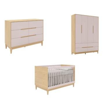 Imagem de Jogo de Quarto Tomi carvalho com rosa - Quater