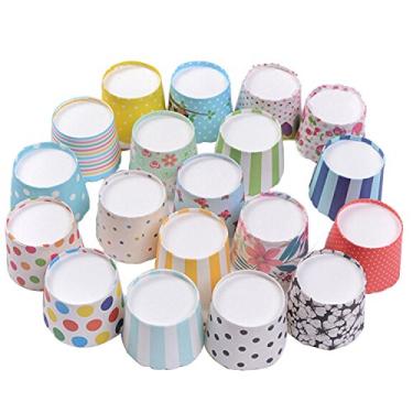 Imagem de Gabkey 100 peças aleatórias coloridas premium à prova de gordura, papel para cupcake, sem necessidade de muffin, papel para cupcakes
