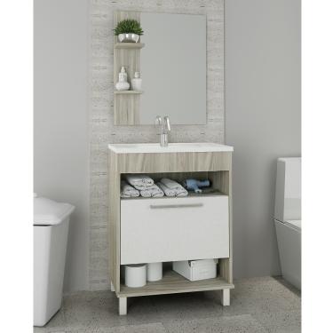 Imagem de Conjunto para Banheiro 1 Porta Oasis Móveis Sander - Malbec/Linho