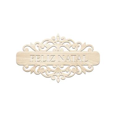 Imagem de Placa Feliz Natal Com Arabesco 30cmx17cm - Cria Arte Laser