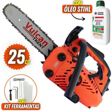 Imagem de Motor Serra Vulcan Trent VSL250 2 Tempos á Gasolina 25cc 0,9HP Com Sabre 12 Pol Ideal Para Uso na Construção Civil + Óleo 2 Tempos Castrol Sthil