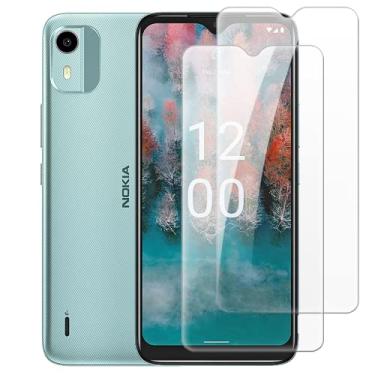 Imagem de (Pacote com 2) para Nokia C12 protetor de tela de vidro temperado para Nokia C12 de 6,3 polegadas película protetora de smartphone (transparente)