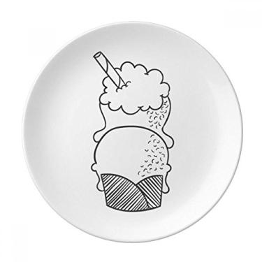 Imagem de Black Outline Biscuits Placa de sorvete Decorativa Porcelana Salver Prato de jantar