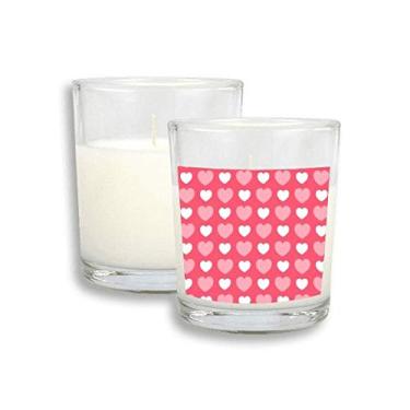 Imagem de Cera de incenso perfumada de vidro para dia dos namorados, rosa e branco com pontos de coração