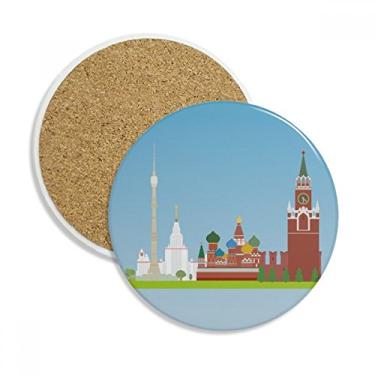 Imagem de Caneca de Moscow Rússia com estampa de símbolo nacional para porta-copos, pedra absorvente de proteção de mesa