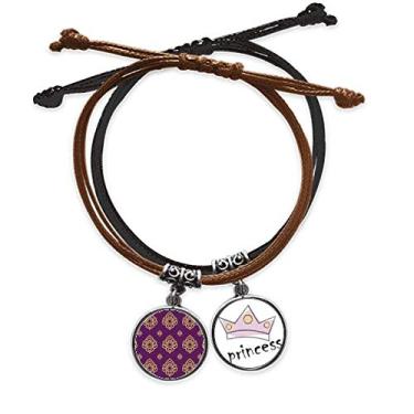 Imagem de DIYthinker Pulseira de arte roxa dourada Kingdom com corrente de mão e pulseira de princesa de couro