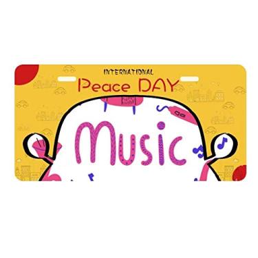 Imagem de DIYthinker Placa de licença com estampa de instrumento musical de guitarra de trombone etiqueta decoração de carro dia da paz