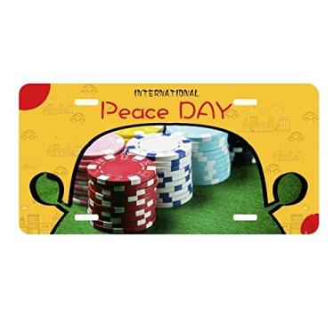 Imagem de DIYthinker Placa de carro com foto de jogo de mesa verde Chip Placa de carro Decoração Dia da Paz