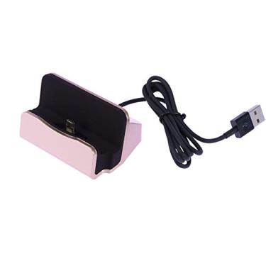 Imagem de Carregador de mesa - 1 peça criativo portátil carregador de mesa micro USB sincronização e suporte de estação de carregamento (ouro rosa)