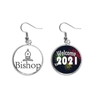 Imagem de Bishop White Word Chess Game Ear Pendants Brinco Jewelry 2021 Blessing