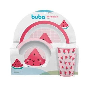 Imagem de Kit Refeição Frutti Para Bebês Melancia 12746 Rosa - Buba Baby
