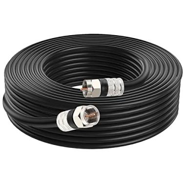 Imagem de Cabo Coaxial Digital Postta CL2 Quad Shielded branco RG6 com conectores F-Male, Preto, 30FT