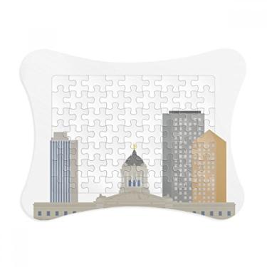 Imagem de Moldura de quebra-cabeça moderna com marco e prédios de cidades do Canadá, enfeite de jogo de quebra-cabeça