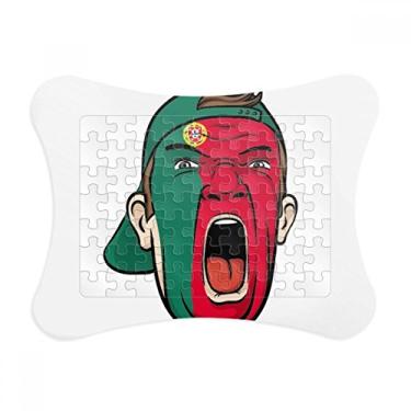 Imagem de Bandeira de Portugal maquiagem facial cabeça gritando moldura de quebra-cabeça decoração de imagem ornamento de jogo quebra-cabeça