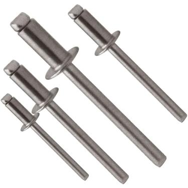 Imagem de 1000 Peças Rebite de Repuxo 316 Tipo Cego de extremidade aberta Com Corpo e Mandril Prego Em Aço Inox 304 A2 Arrebite 3.2X16 Para ser Aplicado Com Rebitadeira Manual ou Pneumatica.