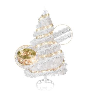 Árvore Natal Branca Decorada 1,20M 65 Enfeites Pisca 220V na