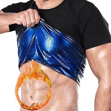 Imagem de Sauna colete suor emagrecimento camiseta-modelador de corpo para homens treino tanque térmico adequado para bicicleta de exercício, ternos de sauna de perda de peso, masculino, xl