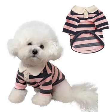 Imagem de MANON ROSA Camisa polo fofa para cães - camiseta macia e respirável com colarinho roupas de verão outono para cães pequenos e médios e gatos - ótima para sessões de fotos de cachorros e gatinhos