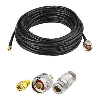 Imagem de SUPERBAT Cabo coaxial RF SMA macho para N macho 7,6 m + 3 peças SMA para N macho/fêmea kit adaptador coaxial para roteador gateway 3G 4G LTE rádio amador ADS-B antena etc