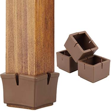Imagem de Protetores de chão para cadeiras de 3,8 cm Bonés de perna para cadeiras de 3,8 a 3,8 cm Quadrados para móveis Bonés de mesa Protetores de pés de cadeira com almofadas de feltro, cor clara (pacote com 16) (ajuste de 36 mm-41 mm), Brown-Fit 36mm-41mm
