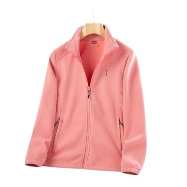 Imagem de LUBOSE Jaqueta feminina quente com capuz, jaqueta quente fina e manga comprida, jaqueta feminina com zíper completo, casaco casual feminino (4GG, rosa)