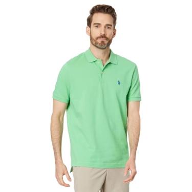 Imagem de U.S. Polo Assn. Camisa polo masculina de piquê de algodão sólido com pequeno pônei, Verde Berkeley, P