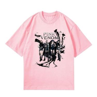 Imagem de Camiseta B-Link Solo Pink Venom K-pop Support Camiseta Born Pink Contton gola redonda camisetas com desenho animado, rosa, P