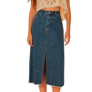 Imagem de Saia Jeans Farm Reta Midi-Feminino