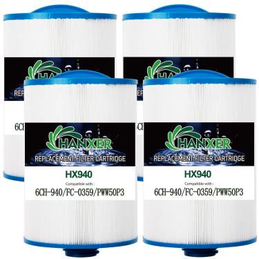 Imagem de HANXER Cartucho de filtro de spa substitui Unicel 6CH-940, PWW50P3, 817-0050, Filbur FC-0359, 25252, 03FIL1400, 14510, AK-9019, Darlly 60401 filtro de banheira de hidromassagem, rosca SAE de 1 1/5.1