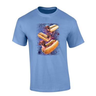 Imagem de Trenz Shirt Company Camiseta masculina engraçada Galaxy Space Wiener Dogs manga curta gráfica, Carolina Blue, 5G
