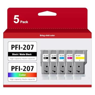 Imagem de Substituição do tanque de tinta PFI-207 para Canon PFI207 PFI207MBK PFI207BK PFI207C PFI207M PFI207Y compatível com impressoras iPF680 iPF685 iPF780 iPF785 (preto fosco, preto, ciano, magenta,