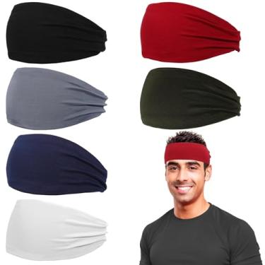 Imagem de ONUPGO Bandanas masculinas, pacote com 6 faixas de cabelo masculinas, faixas de cabelo com absorção de umidade para corrida, ciclismo, basquete, ioga, fitness, treino e suor para mulheres e homens