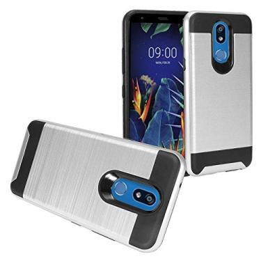 Imagem de Z-GEN - Para LG K40 LM-X420, LG Solo LTE L423DL - Capa de telefone híbrida estilo escovado + protetor de tela de vidro temperado - CS3 Prata