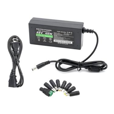 Imagem de DIGISHUO Adaptador de fonte de alimentação 48V 5A 240W 48V 240W Carregador CA 100-240V para DC 48V 5A Adaptador US Plug 5,5 x 2,5 mm com 8 peças de plugue para interruptor PoE | Monitor LCD | Fita LED