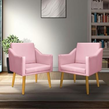 Imagem de kit 2 poltrona Isa decorativa sala escritorio Pés palito (ROSA)