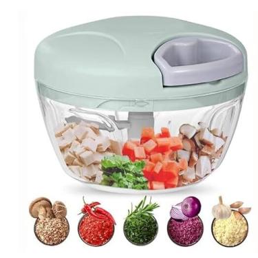 Imagem de Brilliant JJJJ Potente processador manual de alimentos – Cortador de alimentos fácil de puxar – Cortador e fatiador de legumes – Cortador de cebola – Trituradores de frutas – Mão