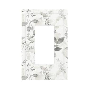 Imagem de Branco cinza folha de eucalipto floral 1 gangue balancim / decorador interruptor de luz parede placa de parede placa decorativa decoração capa de tomada