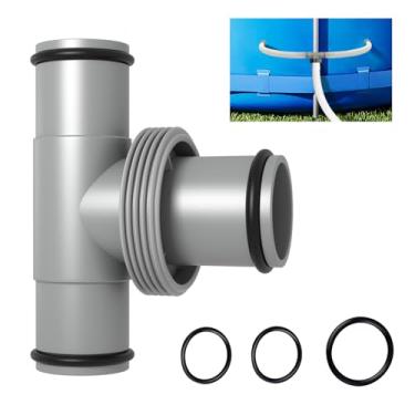 Imagem de Aowalen Conector de mangueira de piscina, adaptador de mangueira de piscina com junta T de 3,8 cm a 3,2 cm para bomba de filtro de piscina acima do solo e aspirador de piscina, peças de reposição de