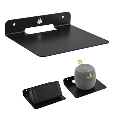 Imagem de TXEsign Suporte de alto-falante de prateleira flutuante pequena, prateleira de parede pequena de 15 cm para webcam, suporte de exibição de figuras de câmera de segurança (preto, 1 pacote)