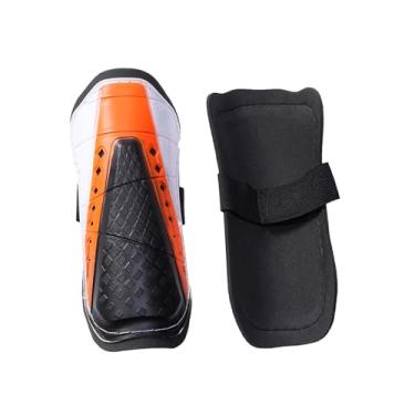 Imagem de UGPLM Caneleiras de futebol, equipamentos de proteção para panturrilhas, caneleiras para pernas, protetores de panturrilhas leves para adultos e crianças, Laranja 20 Cm
