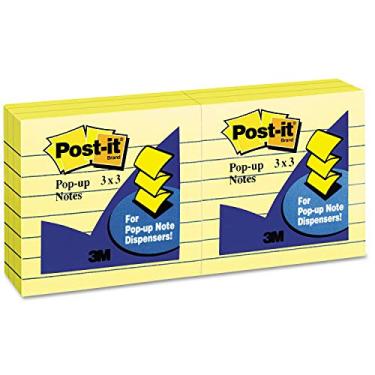 Imagem de Post-it Pop-Up Note Refills, 3 x 3, Canary Yellow, Six 100-Sheet Pads/pack