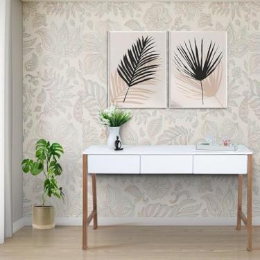 Imagem de Aparador Escrivaninha Paris em Madeira Maciça e Mdf Natural/Branco