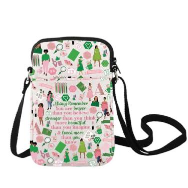Imagem de LEVLO Bolsa tiracolo de irmandade rosa e verde presente You Are Braver Stronger Smarter Than You Think Bolsa de ombro de irmandade grega, Always a K Cbag