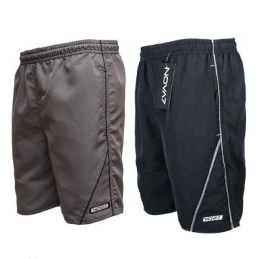 Imagem de Kit 2 Short Tactel Leve Elástico Cordão Masculino 3 Bolsos Viés Listra