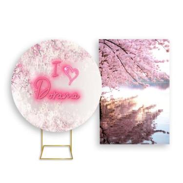 Imagem de Painel De Festa Redondo 1,50x1,50 + Painel Vertical 1,50x2,20 - Dorama
