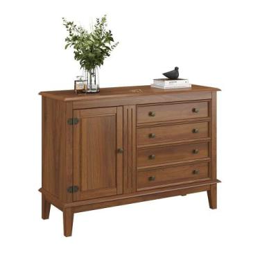 Imagem de Cômoda 4 Gavetas + 1 Porta - Apaixone&Decore, Amêndoa