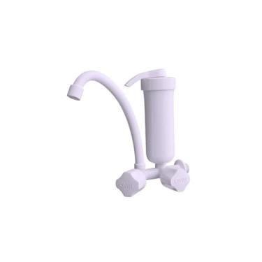 Imagem de Kit 2 Torneiras Cozinha Purificador de Água Parede com Filtro Civitt Branco
